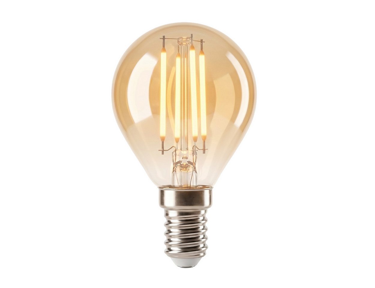 hofstein LED-Leuchtmittel 2er Set Glühbirne Extra Warmweiß dimmbar 4 Watt, E14, 2200 Kelvin, 350 Lumen, Kerze, Filament, Amber