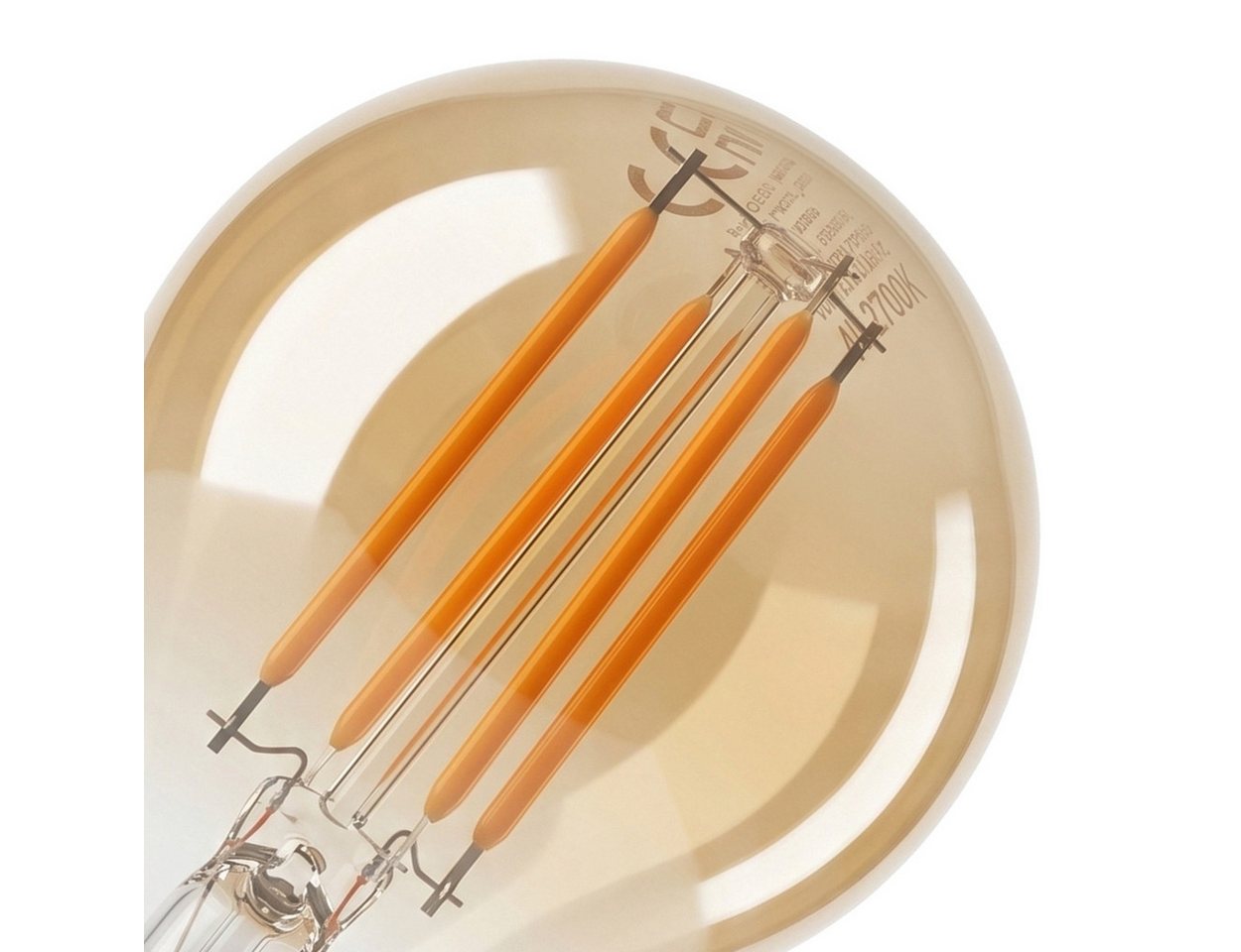 hofstein LED-Leuchtmittel 2er Set Glühbirne Extra Warmweiß dimmbar 4 Watt, E14, 2200 Kelvin, 350 Lumen, Kerze, Filament, Amber Bild 4