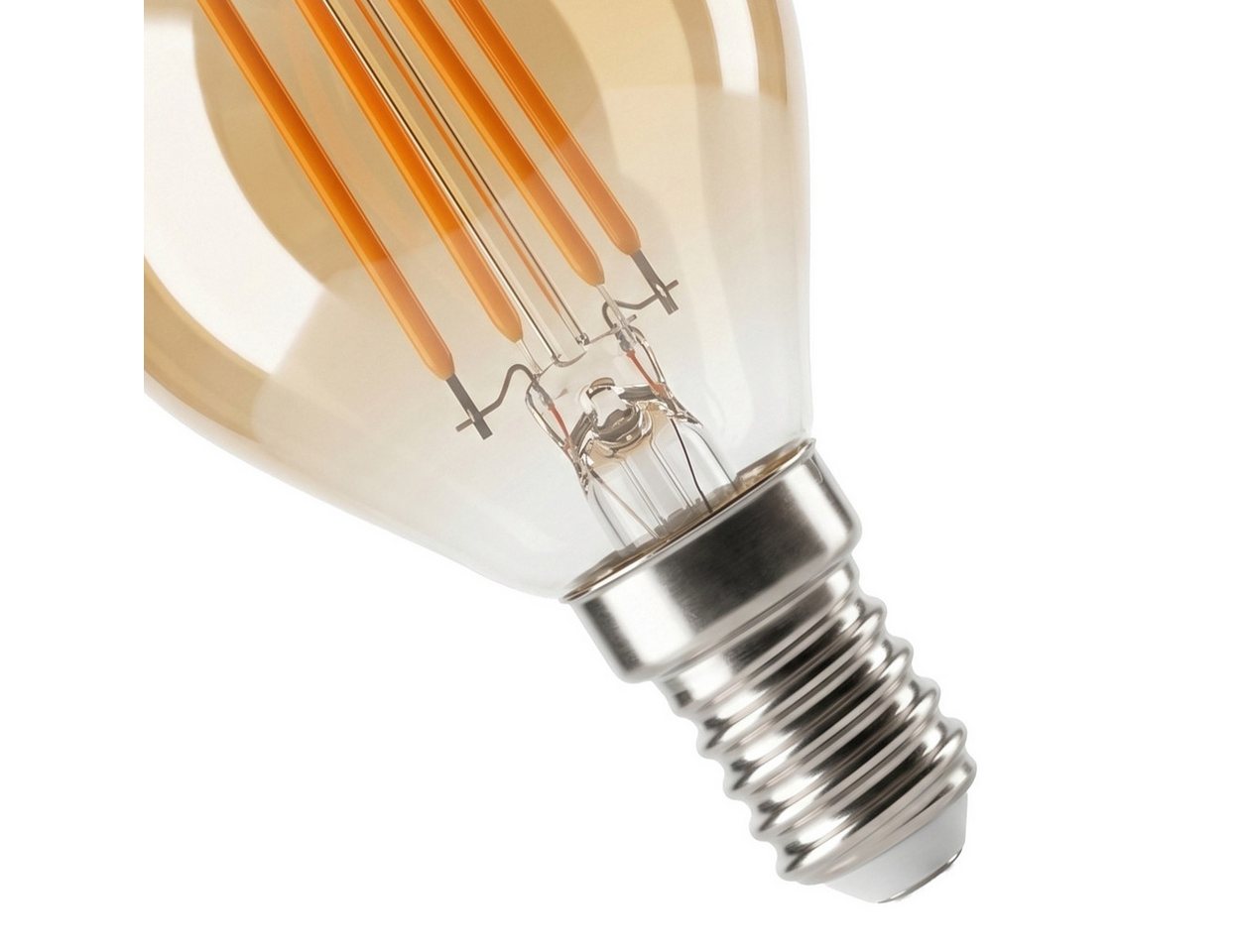 hofstein LED-Leuchtmittel 2er Set Glühbirne Extra Warmweiß dimmbar 4 Watt, E14, 2200 Kelvin, 350 Lumen, Kerze, Filament, Amber Bild 5