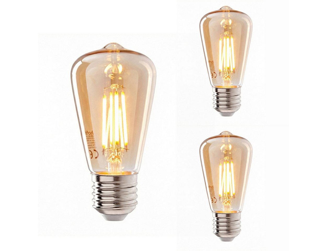 hofstein LED-Leuchtmittel 3er Set Glühbirne Extra Warmweiß 5 Watt 400 Lumen, E27, 2200 Kelvin, Filament Bild 2