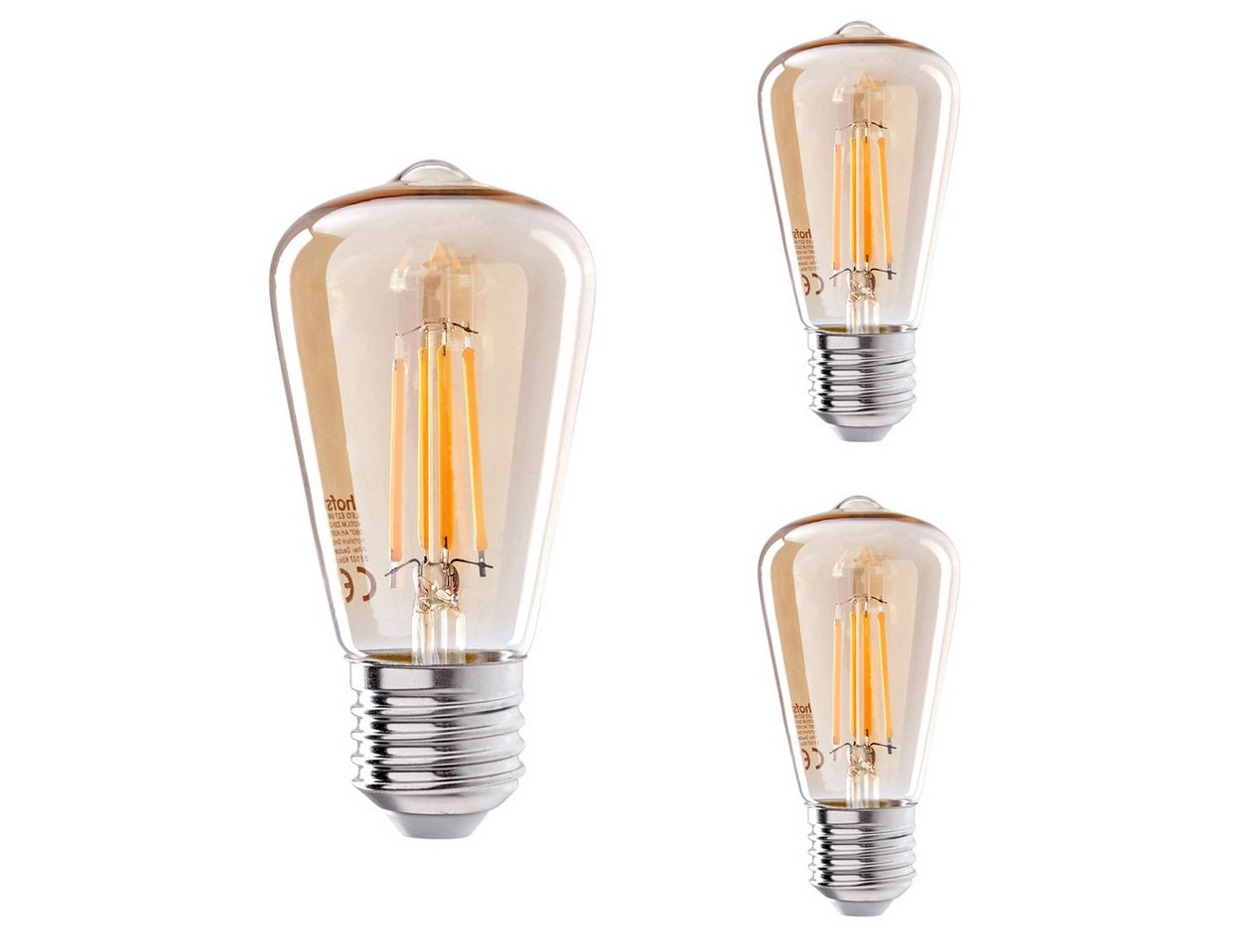 hofstein LED-Leuchtmittel 3er Set Glühbirne Extra Warmweiß 5 Watt 400 Lumen, E27, 2200 Kelvin, Filament Bild 4