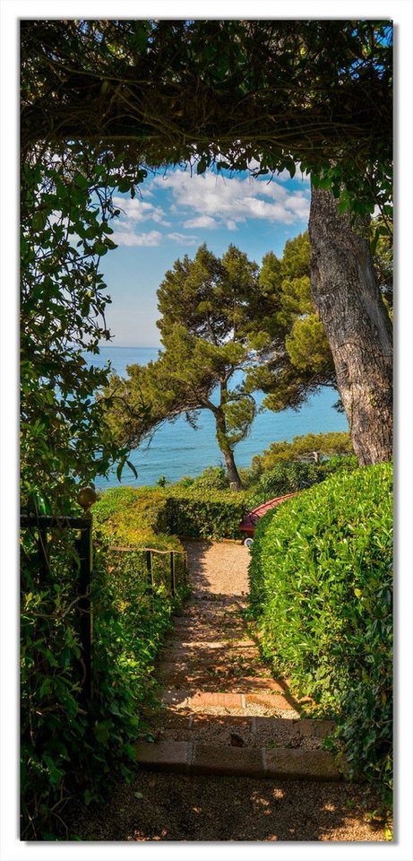 Wallario Türtapete Gartenweg am Meer, glatt, ohne Struktur Bild 4