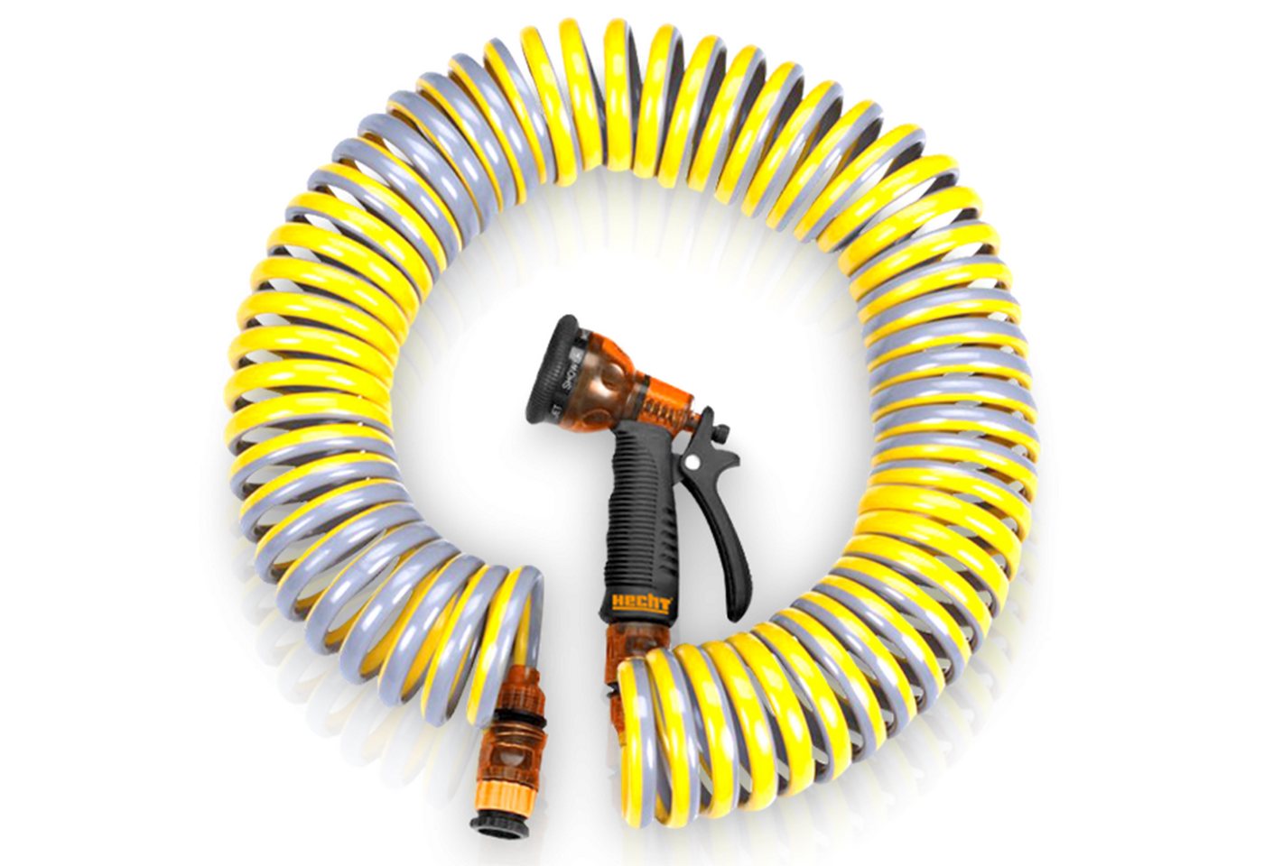 Hecht Spiralschlauch 15 Meter inklusive Gartenbrause, 1/2 Zoll, 6 - 20 bar, stufenlose regulierbar
