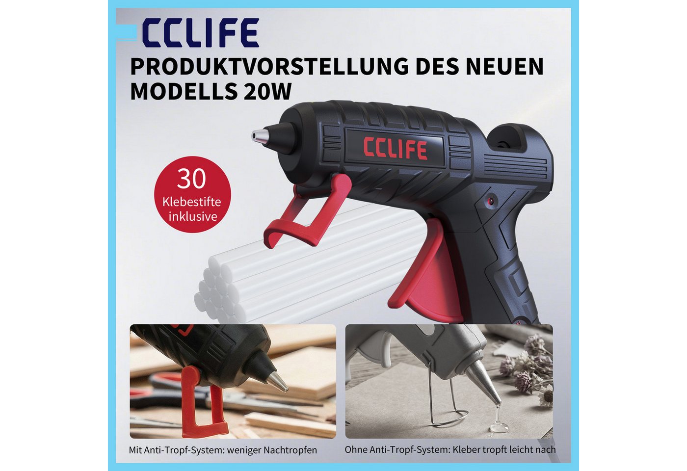 CCLIFE Heißklebepistole CCLIFE Heissklebepistole mit Klebestiften fuer DIY Bild 2