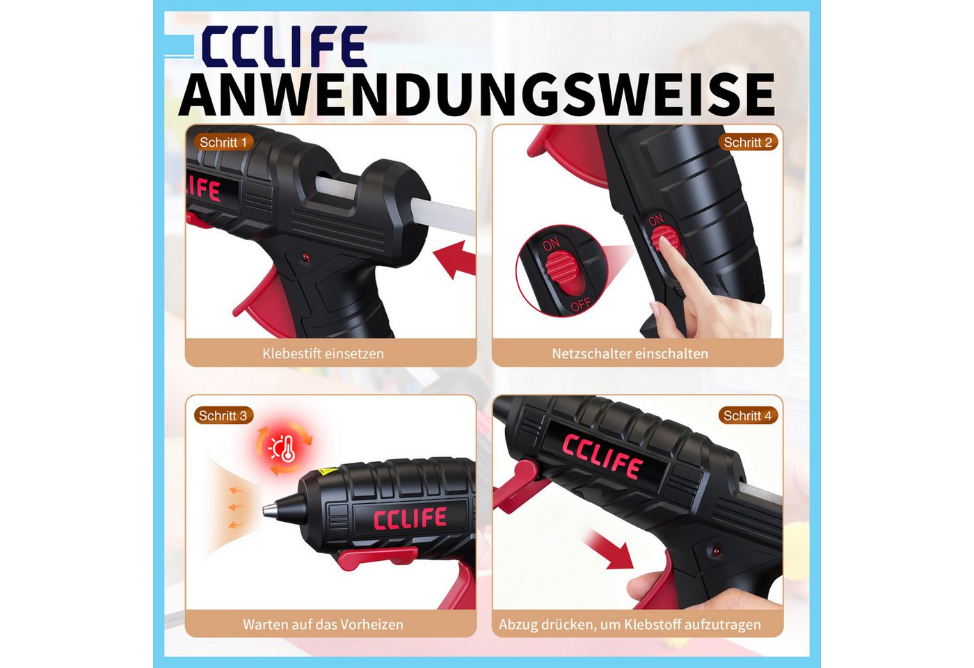 CCLIFE Heißklebepistole CCLIFE Heissklebepistole mit Klebestiften fuer DIY Bild 3