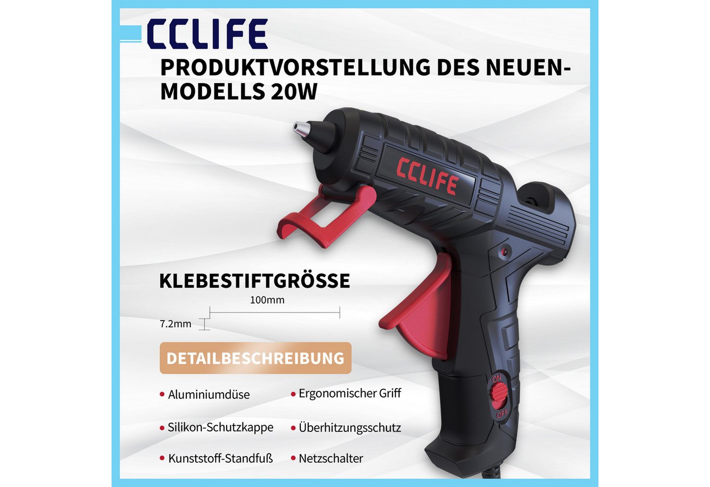 CCLIFE Heißklebepistole CCLIFE Heissklebepistole mit Klebestiften fuer DIY Bild 4