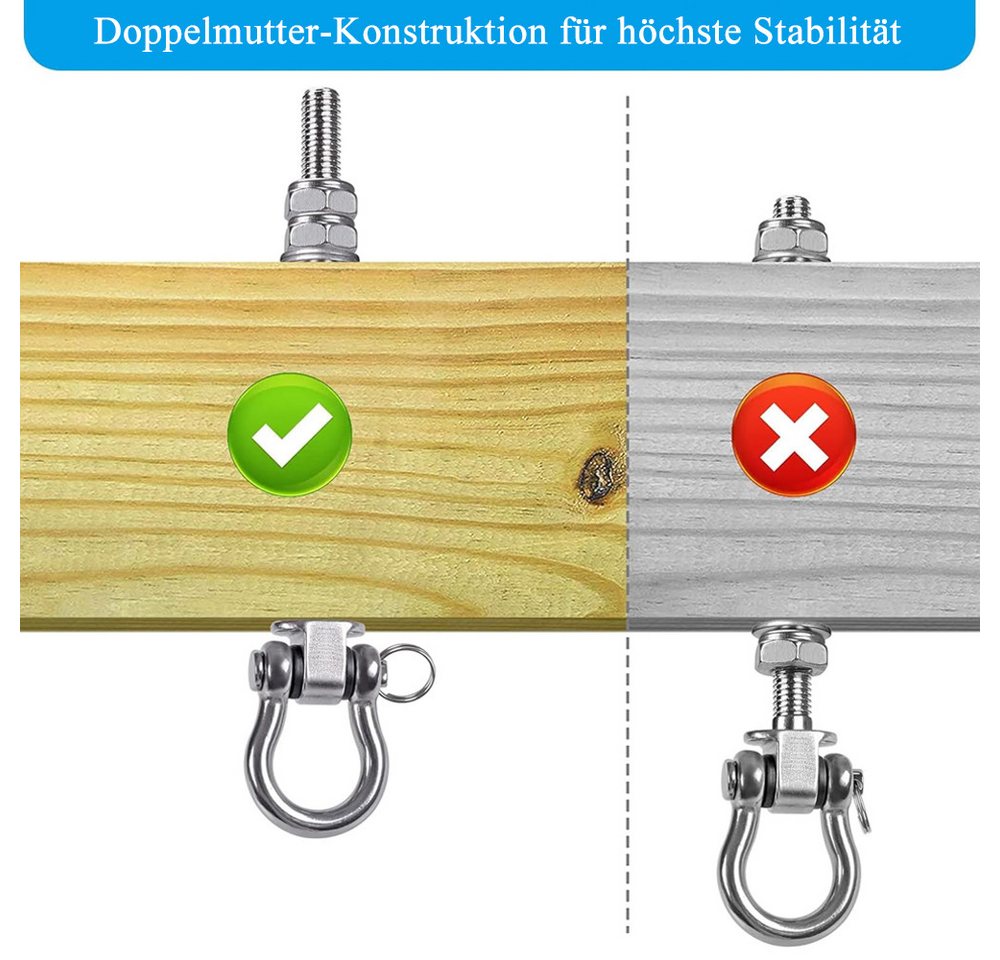 AFKSMILE Schaukelhaken 2 Stück Schaukelhaken Holzbalken Lager, 180mm Hängematte Befestigung , (2-St), M10 Schwerlast Hängesessel Aufhängung Betondecke Edelstahl Drehbar Bild 3