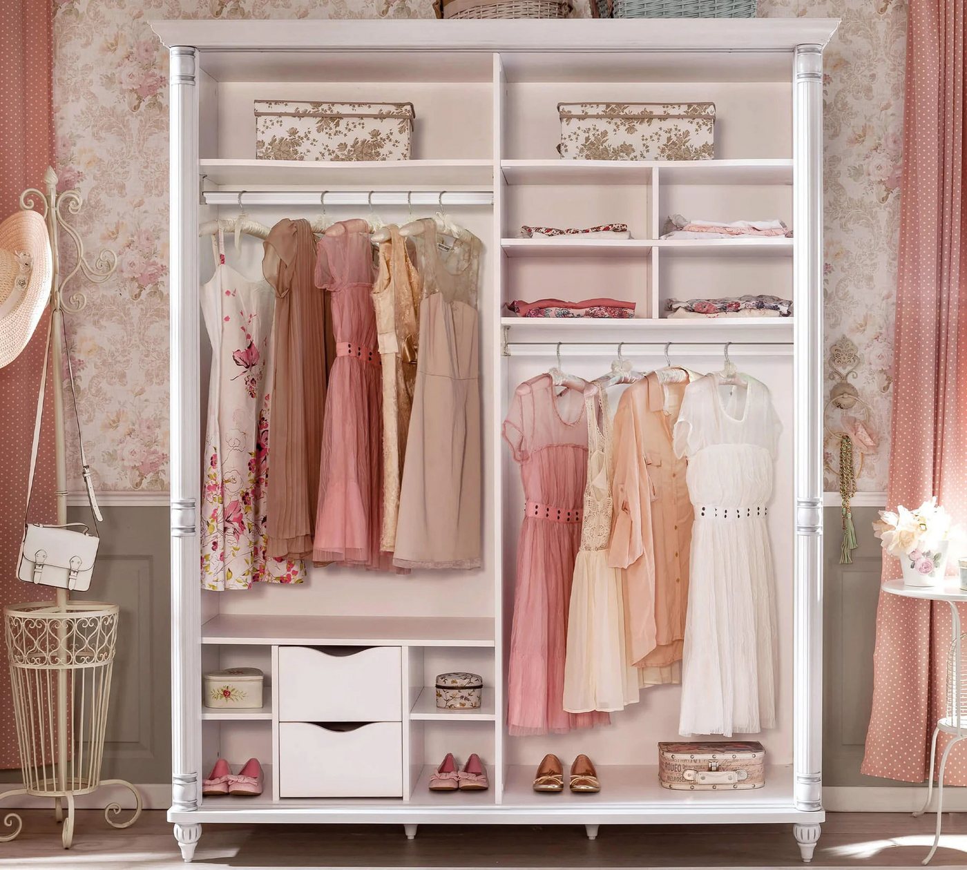 Möbel-Zeit Schwebetürenschrank ROMANTIC Kleiderschrank mit 2 Schiebetüren