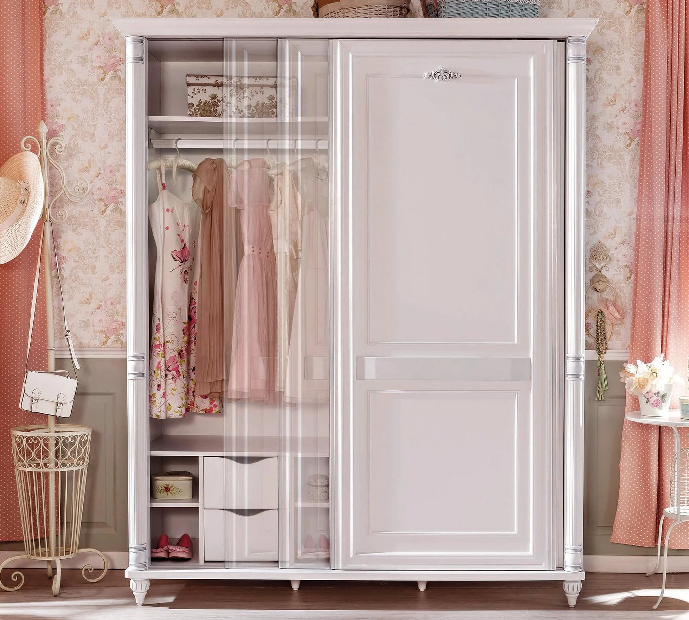 Möbel-Zeit Schwebetürenschrank ROMANTIC Kleiderschrank mit 2 Schiebetüren Bild 2