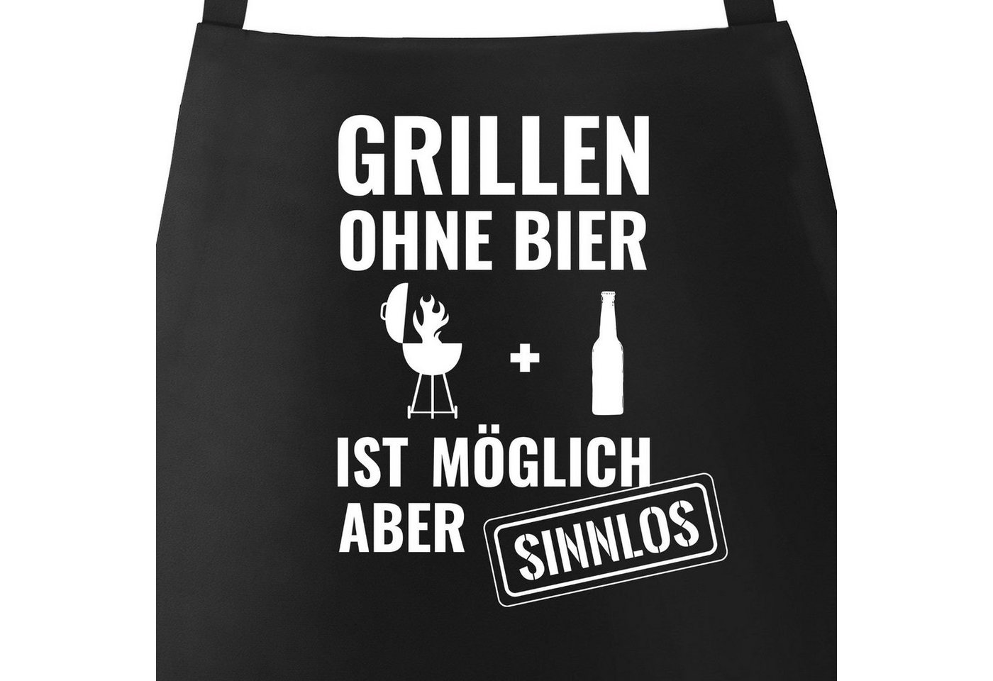 MoonWorks Grillschürze Grill-Schürze für Männer mit Spruch Grillen ohne Bier ist möglich aber sinnlos Grillen Baumwoll-Schürze Küchenschürze Moonworks®, mit kreativem Aufdruck Bild 2