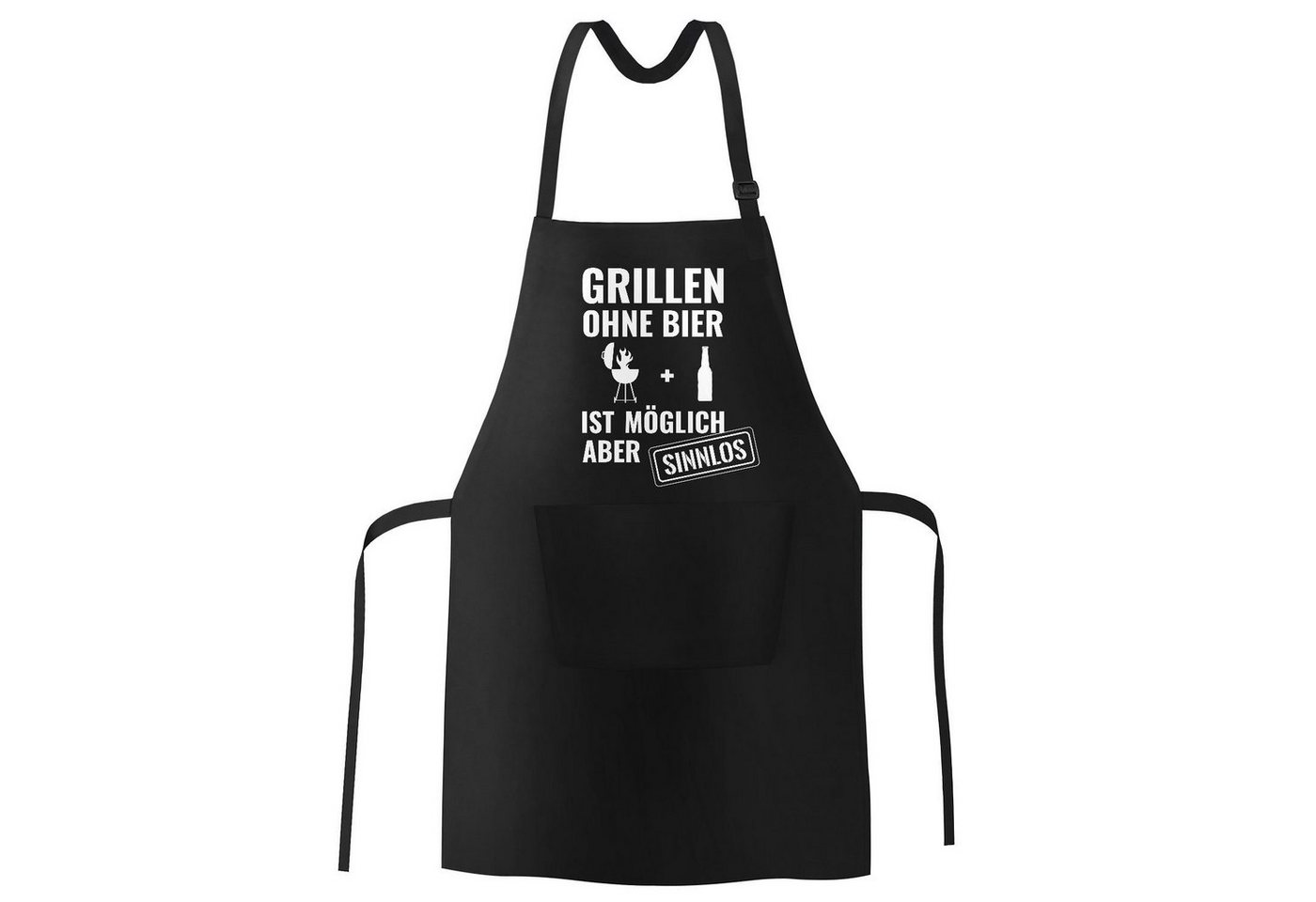 MoonWorks Grillschürze Grill-Schürze für Männer mit Spruch Grillen ohne Bier ist möglich aber sinnlos Grillen Baumwoll-Schürze Küchenschürze Moonworks®, mit kreativem Aufdruck Bild 3