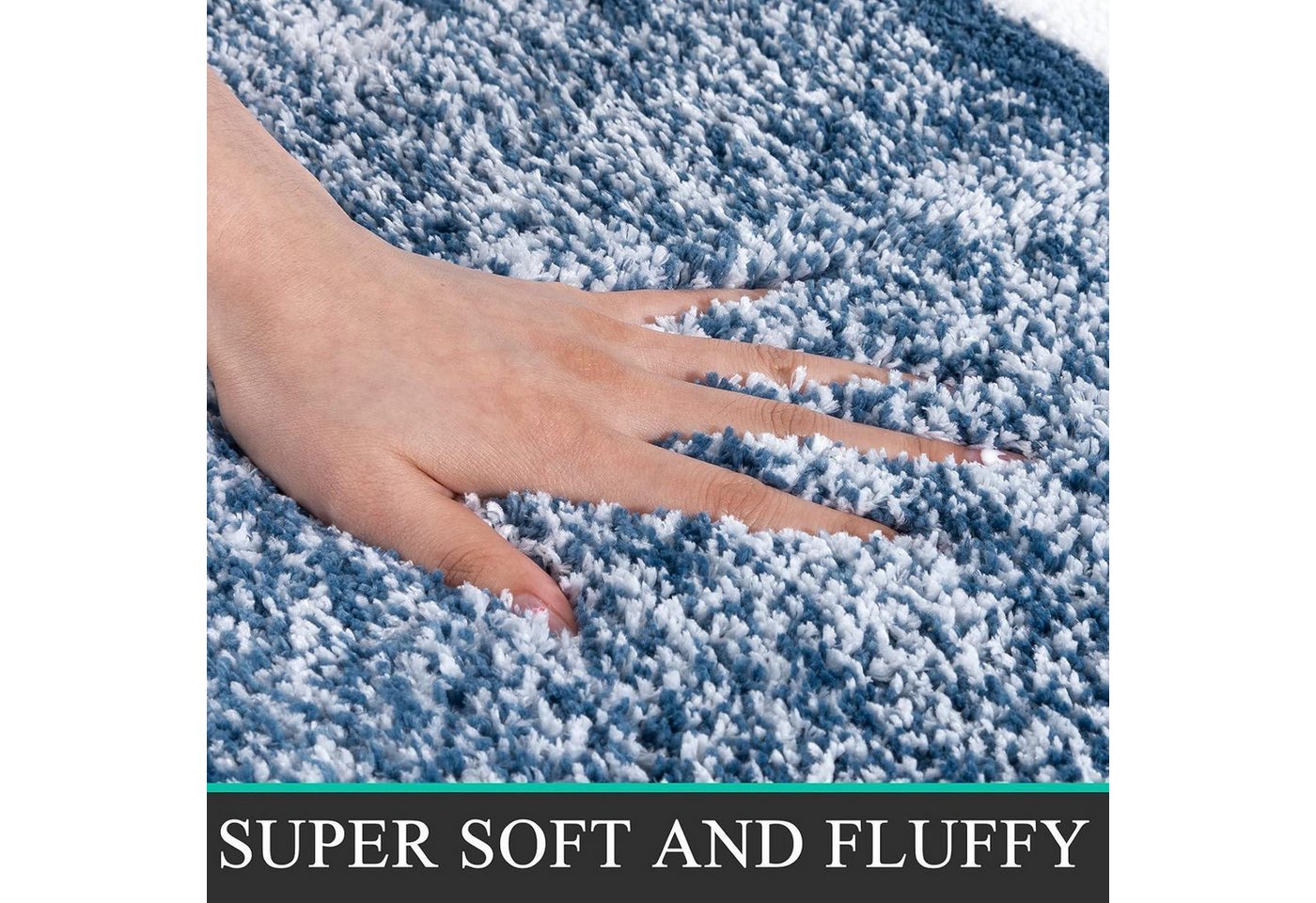 LuxusKollektion Fußmatte Badematten WC Vorleger Set Blau 50 x 80 + 50 x 120 + 50 x 60 cm Bild 4