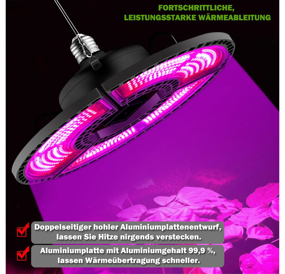 Rosnek Pflanzenlampe Vollspektrum LED, faltbar mit Rot/Blau & 288–504 LEDs, für Winterpflanzen, großflächige oder gezielte Beleuchtung indoor