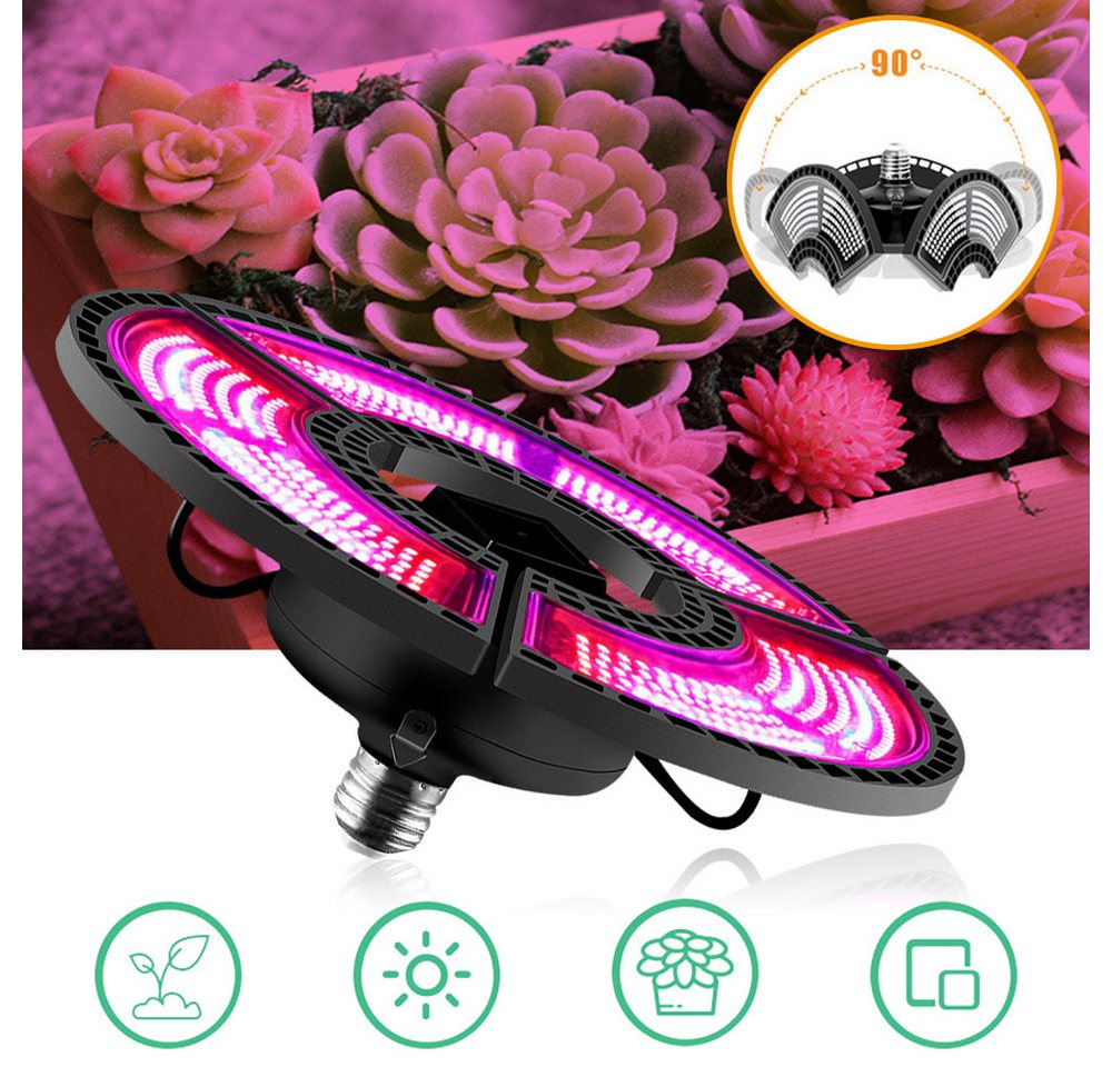 Rosnek Pflanzenlampe Vollspektrum LED, faltbar mit Rot/Blau & 288–504 LEDs, für Winterpflanzen, großflächige oder gezielte Beleuchtung indoor Bild 3