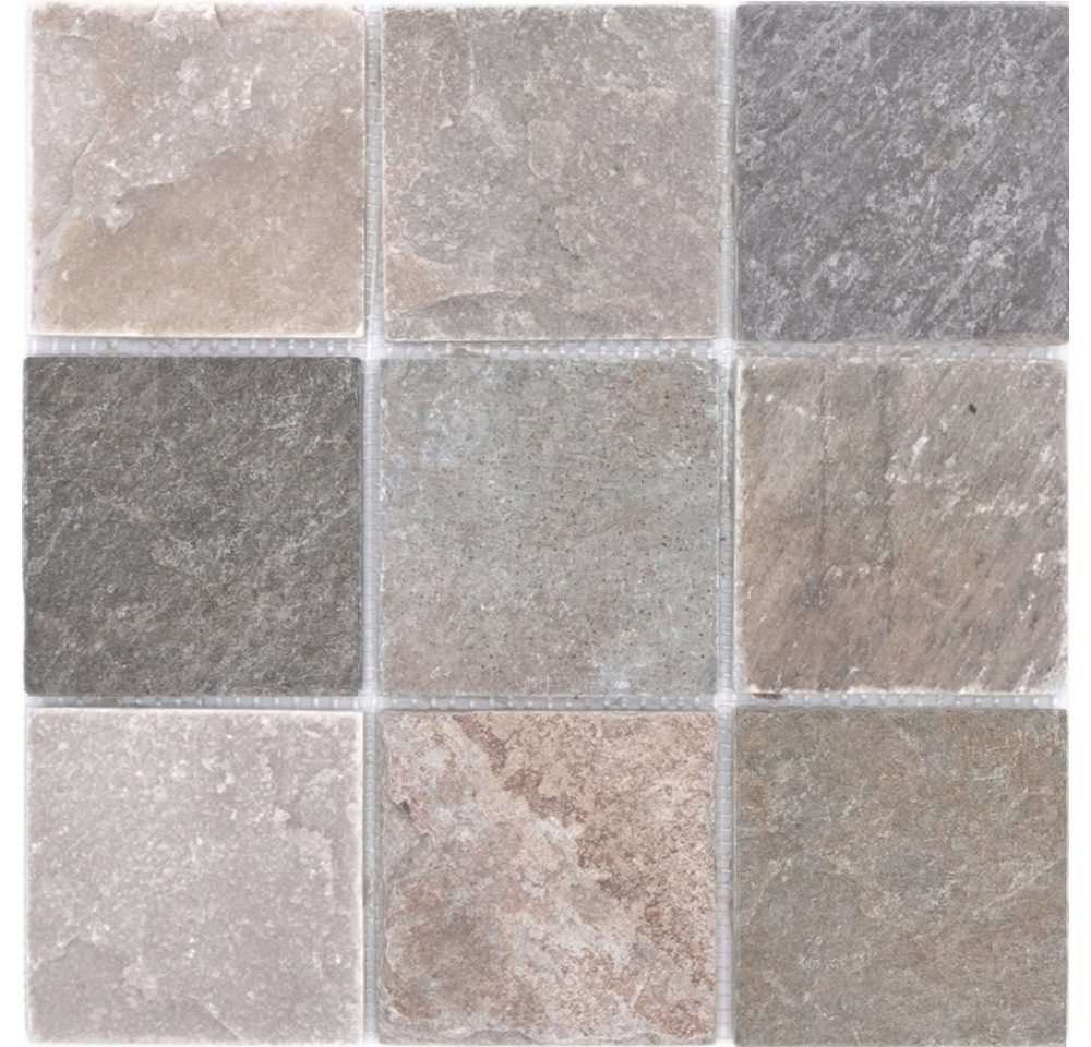 Mosani Mosaikfliesen Quarzit Naturstein Mosaik Fliese beige grau Wand Boden Dusche Bad Bild 2