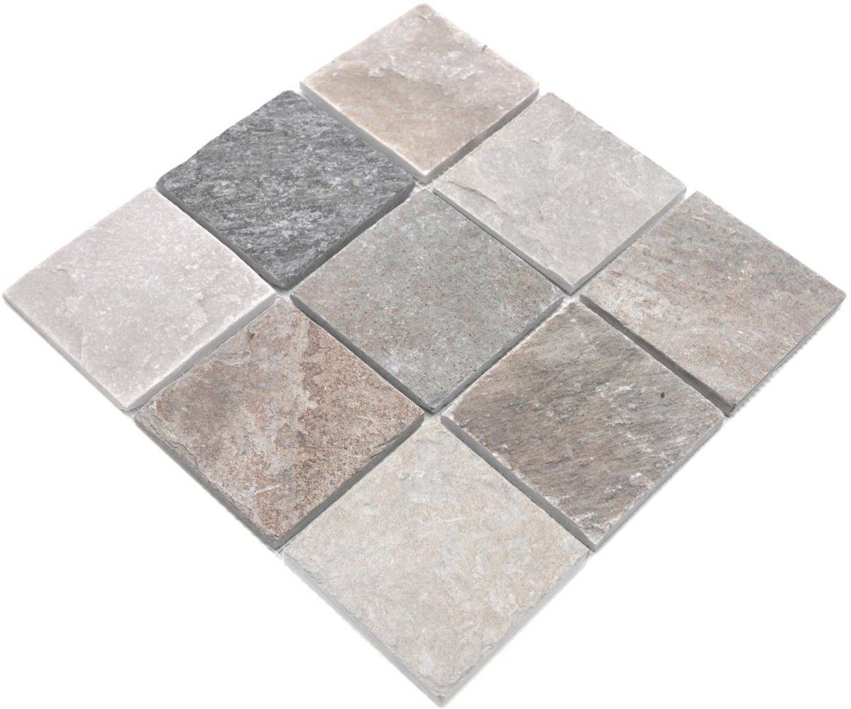 Mosani Mosaikfliesen Quarzit Naturstein Mosaik Fliese beige grau Wand Boden Dusche Bad Bild 3