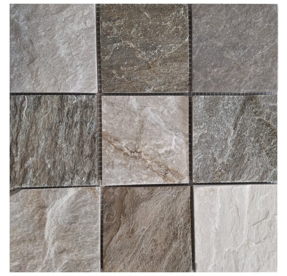 Mosani Mosaikfliesen Quarzit Naturstein Mosaik Fliese beige grau Wand Boden Dusche Bad Bild 5