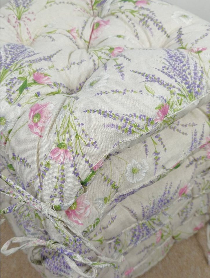 Rattani Sitzkissen 6 x Stuhlkissen/Sitzkissen Klara 42 x 42 cm Lavendel