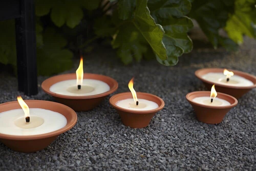 MichaelNoll Outdoorkerze Flammschalen 4 Stück - Outdoor-Kerzen Terracotta - für Garten - 13h Bild 3