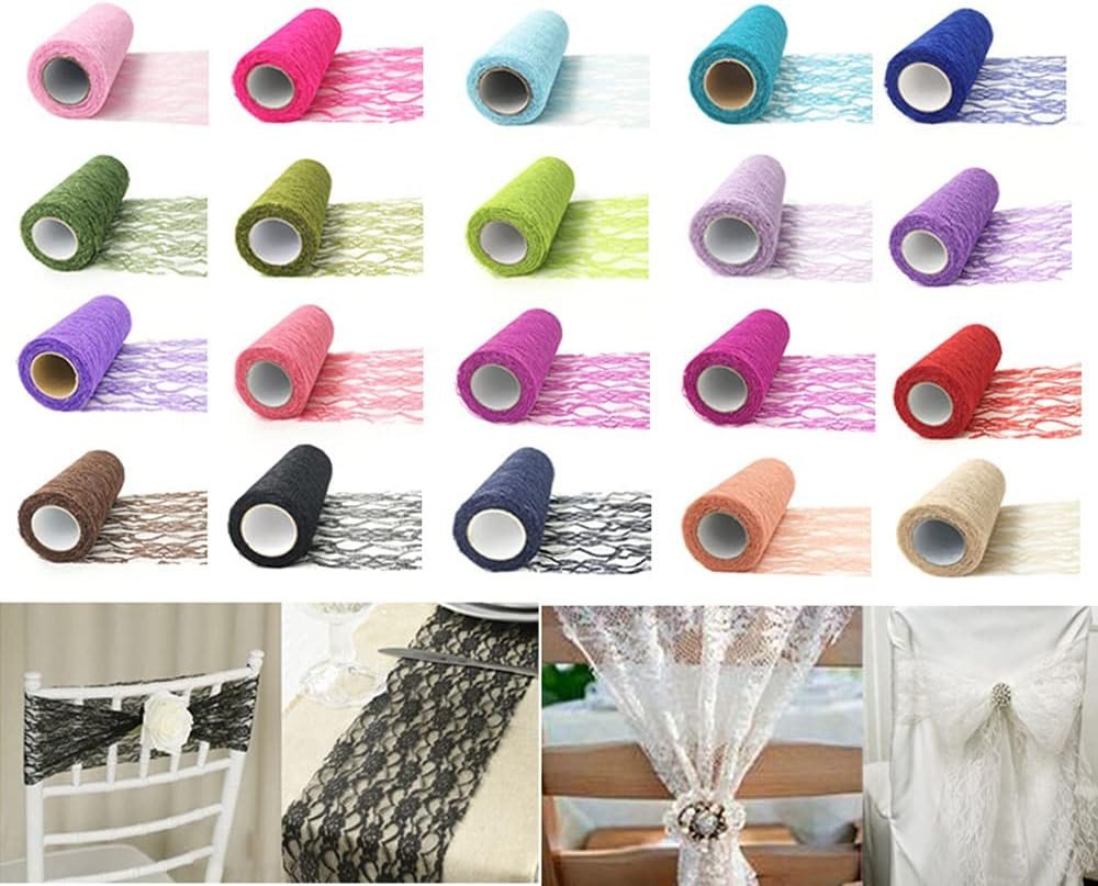 Diwzbyn Tischläufer Spitze Tischläufer Tischband Tischdecke Küche Esstisch Dekoration (15cm*22.8m), für Hochzeit Geburtstage Tischdekoration Kommunion Herbst Braut Bild 2