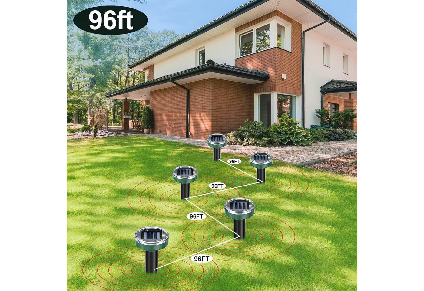 FELIXLEO Vibrations-Tierabwehr 4 Stück Solar Ultraschall Maulwurftreiber Wasserdicht Vertreibt, 8-tlg. Bild 2