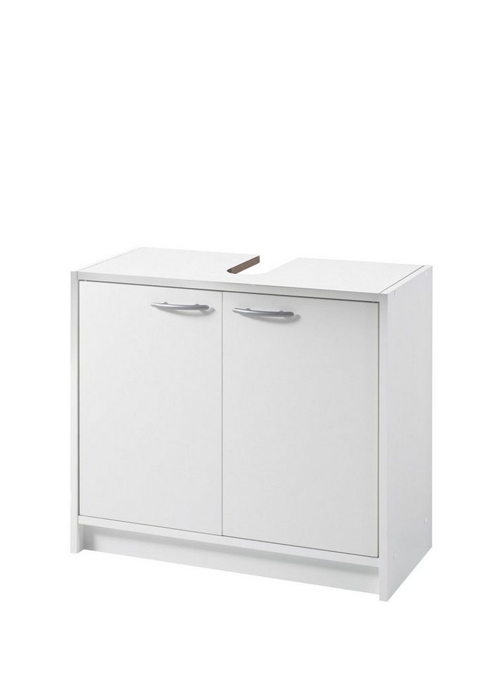 PREISBRECHER Waschbeckenunterschrank Smash aus MDF in Weiß matt mit 2 Türen. Abmessungen (BxHxT) 63x55x29 cm Bild 3