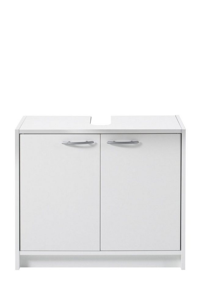 PREISBRECHER Waschbeckenunterschrank Smash aus MDF in Weiß matt mit 2 Türen. Abmessungen (BxHxT) 63x55x29 cm Bild 4