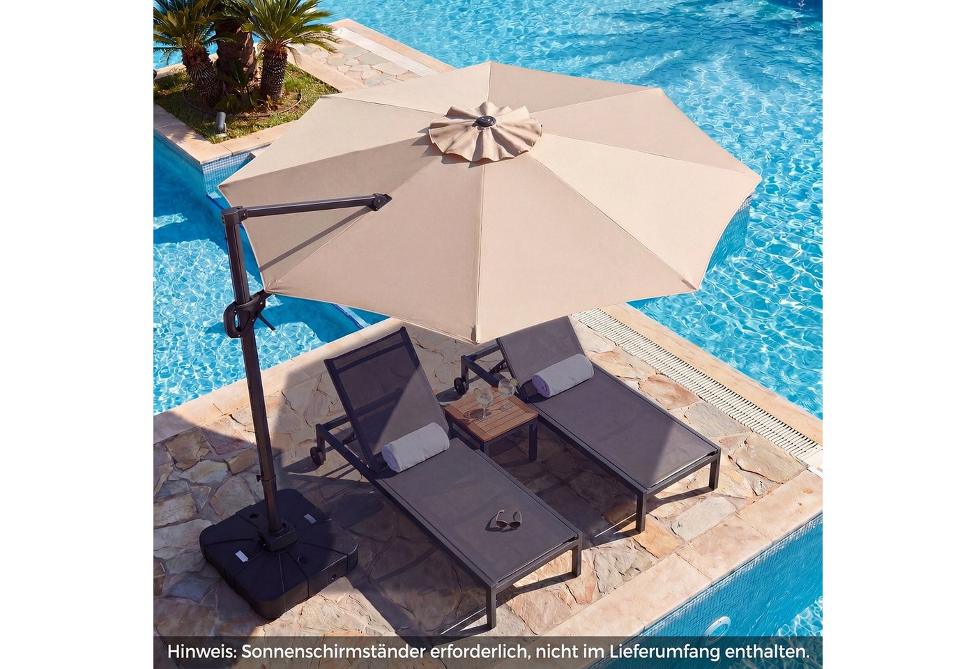 COSTWAY Sonnenschirm, 360° drehbarer Ampelschirm, Gartenschirm Alu Bild 5