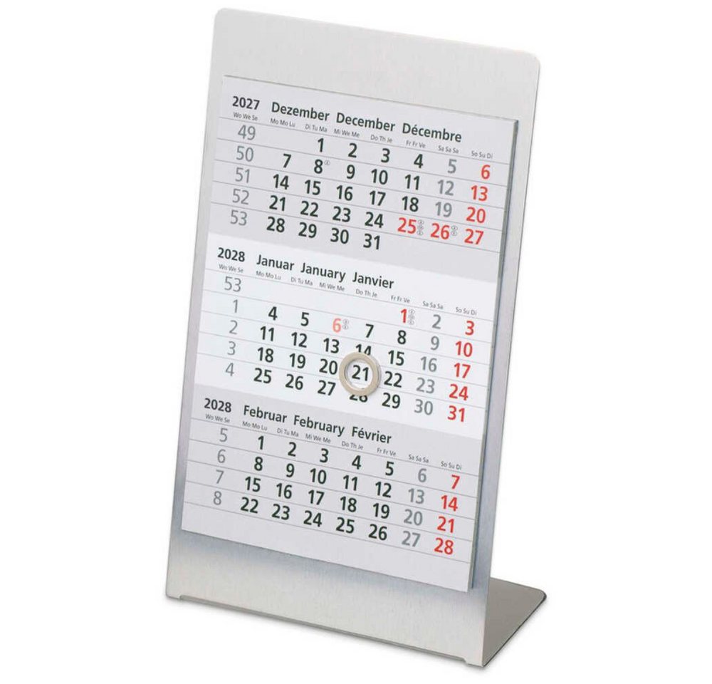 Saphir-Tec Terminkalender Tischkalender 2027/2028 magnet. Edelstahl silber matt (1-tlg) Bild 3