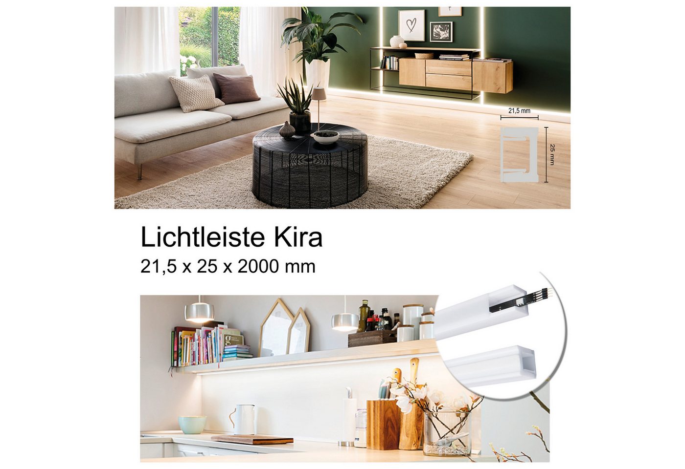 Decosa Zierleiste Lichtleiste Kira selbstklebend Innen Beleuchtung XPS - 18Stück(36m), Selbstklebend, Polystyrol (Styropor), 18-St., Selbstklebend, stoß- und schlagfest, indirekte Beleuchtung, Diffusor