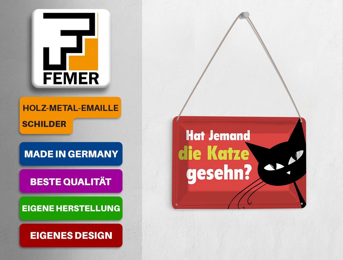 Femer GmbH Postkarte Spruch 14x10cm hat jemand Katze gesehn Geschenk, unfrankiert Bild 3