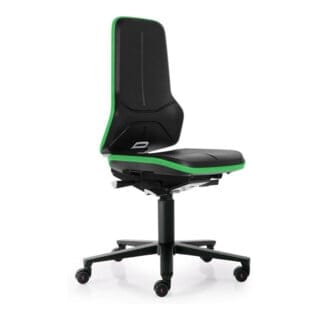 bimos Arbeitsstuhl ESD Neon 2, grün Sitzhöhe 450-620 mm mit Rollen, ohne Polster