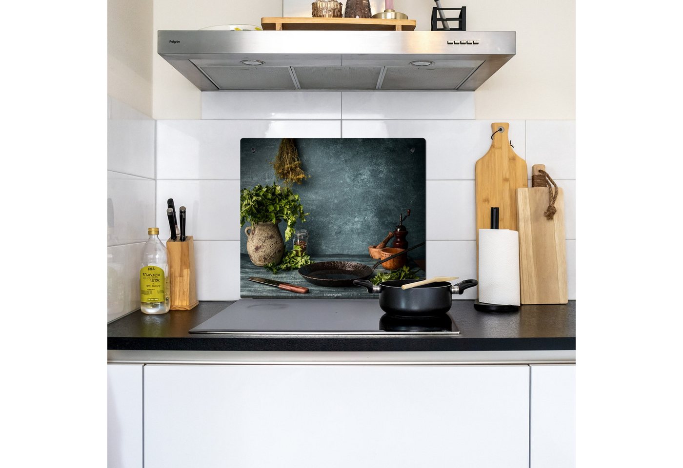 KitchenYeah Küchenrückwand Kräuter - Stilleben - Gewürze, (1-tlg), Ceranfeldabdeckung Küche, Herdabdeckplatte Einteilig, 59x51 cm Bild 4