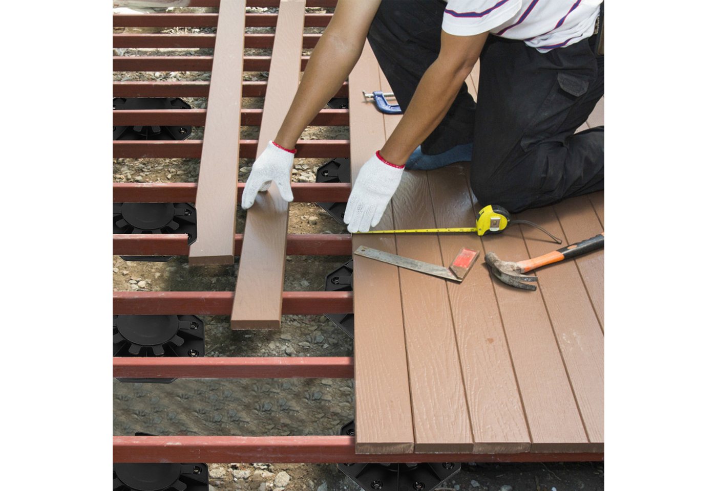 Clanmacy Holzfliesen 10 Höhenverstellbare Stelzlager Stellfuss Terrassenlager Plattenlager, Kunststoff Bild 5