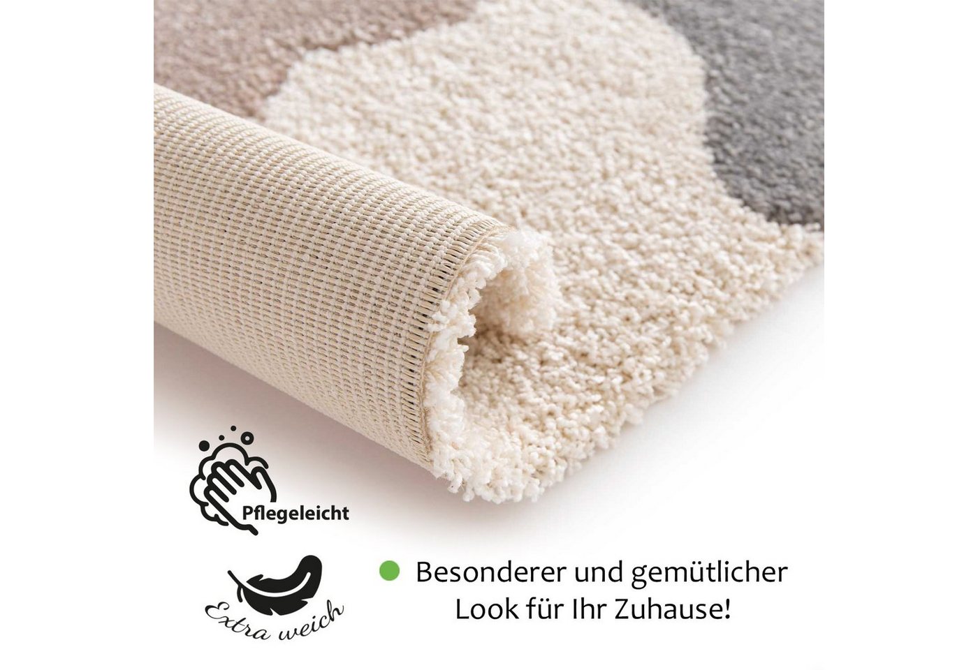 Rikmani Hochflor-Teppich Shaggy Teppich, Flauschiger Teppich 200 x 290 cm Weicher Teppich NAK Bild 2