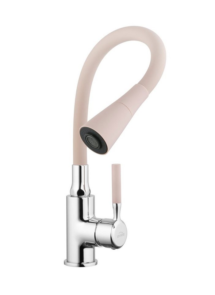 KOLMAN Küchenarmatur POGO Wasserhahn Mischbatterie mit flexiblen Auslauf in Beige Bild 3