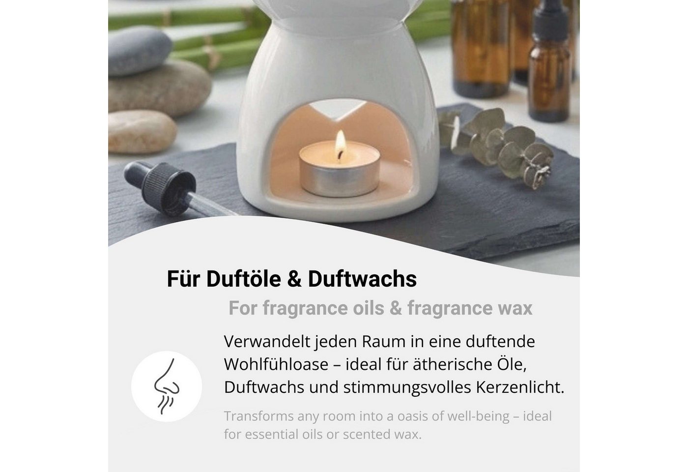 DistrEbution Duftlampe Keramik Teelicht-Duftlampe mit Herz-Aussparung (1 St), Hochwertige Keramik Bild 5