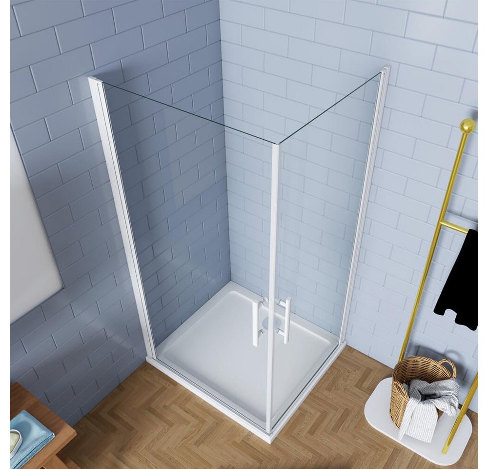 duschspa Eckdusche 185cm 5mm Eckeinstieg Duschkabine Duschabtrennung Schwingtür Duschtür, BxT: 70x70 cm, Einscheibensicherheitsglas, Sicherheitsglas, Set, ebenerdiger Einbau möglich Bild 2