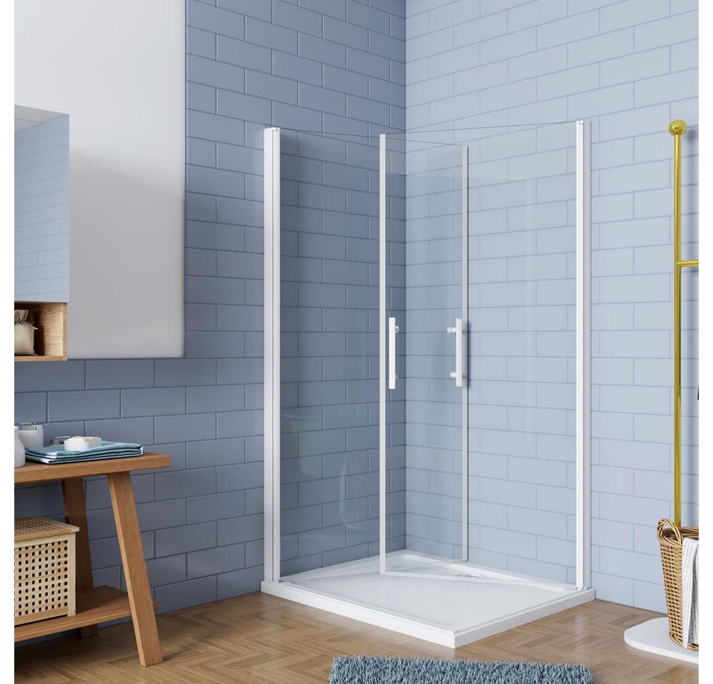 duschspa Eckdusche 185cm 5mm Eckeinstieg Duschkabine Duschabtrennung Schwingtür Duschtür, BxT: 70x70 cm, Einscheibensicherheitsglas, Sicherheitsglas, Set, ebenerdiger Einbau möglich Bild 4