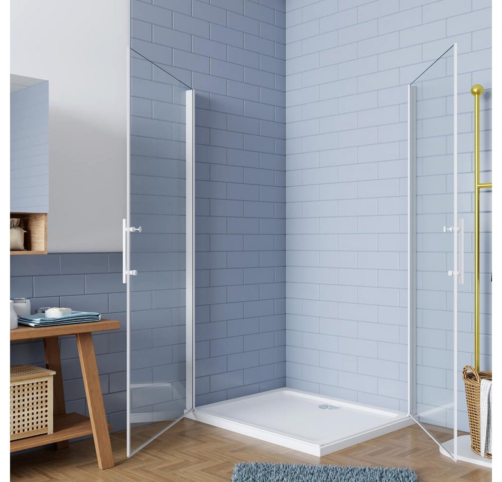 duschspa Eckdusche 185cm 5mm Eckeinstieg Duschkabine Duschabtrennung Schwingtür Duschtür, BxT: 70x70 cm, Einscheibensicherheitsglas, Sicherheitsglas, Set, ebenerdiger Einbau möglich Bild 5