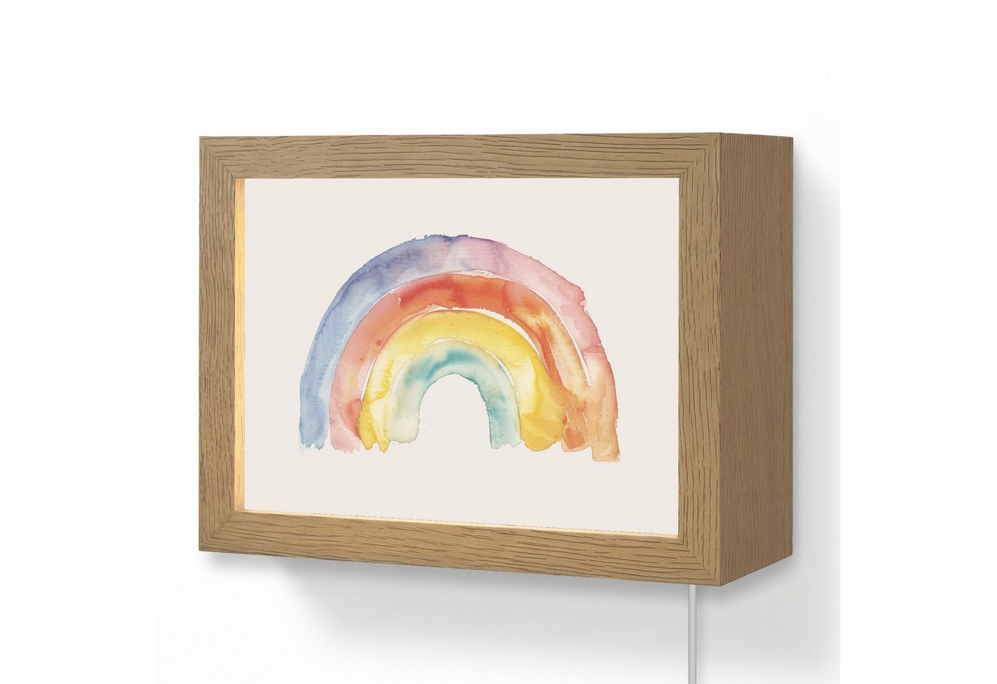 OnlyWow Wandleuchte Lightbox Regenbogen - Aquarell - Farbenfroh - Mädchen, Dimmbar, Farbwechsel, LED, Warmweiß, Kaltweiß, Neutralweiß Einstellbar, Wandlampe Innen, Dimmbar, mit Kabel, LED, Modern, Kinder