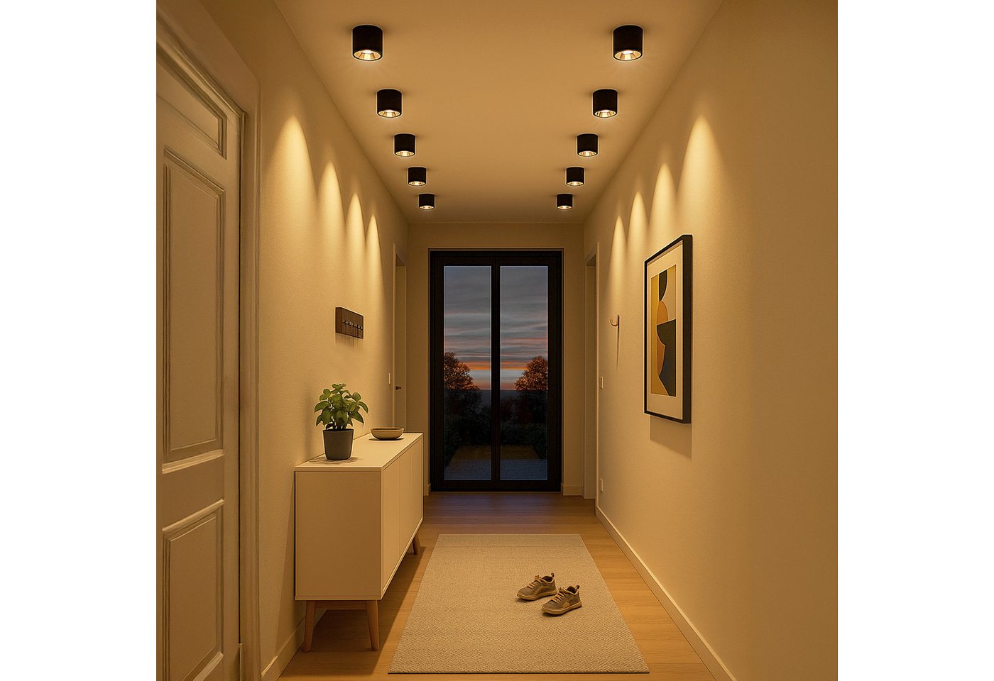linovum LED Aufbaustrahler MILAGU LED Aufbauspot schwarz gold Aufbaustrahler flach warmweiß, Warmweiß Bild 3