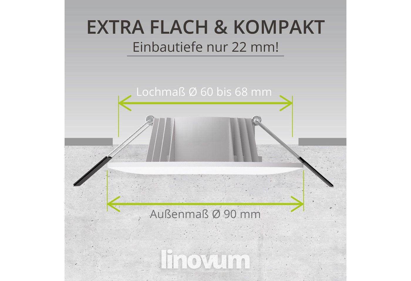 linovum LED Außen-Deckenleuchte CERBUS Einbauleuchte LED Bad IP65 230V 4W warmweiß extra flacher Spot, Warmweiß Bild 5
