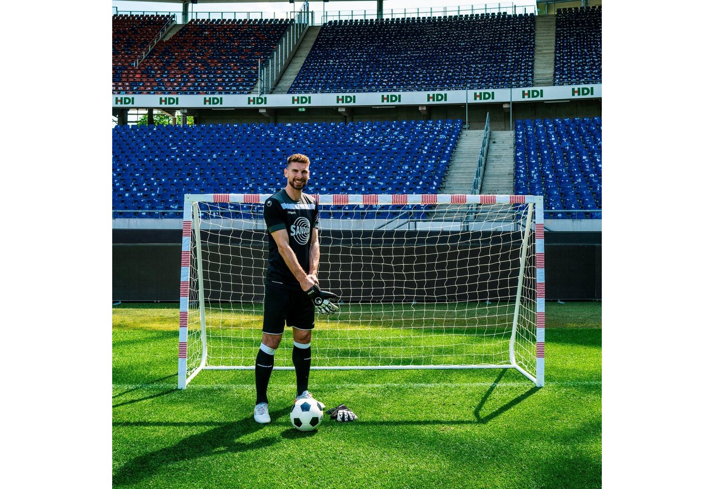 SANDORA Fußballtor Volley L, Ron-Robert Zieler Edition, 300x160x90, rot/weiß