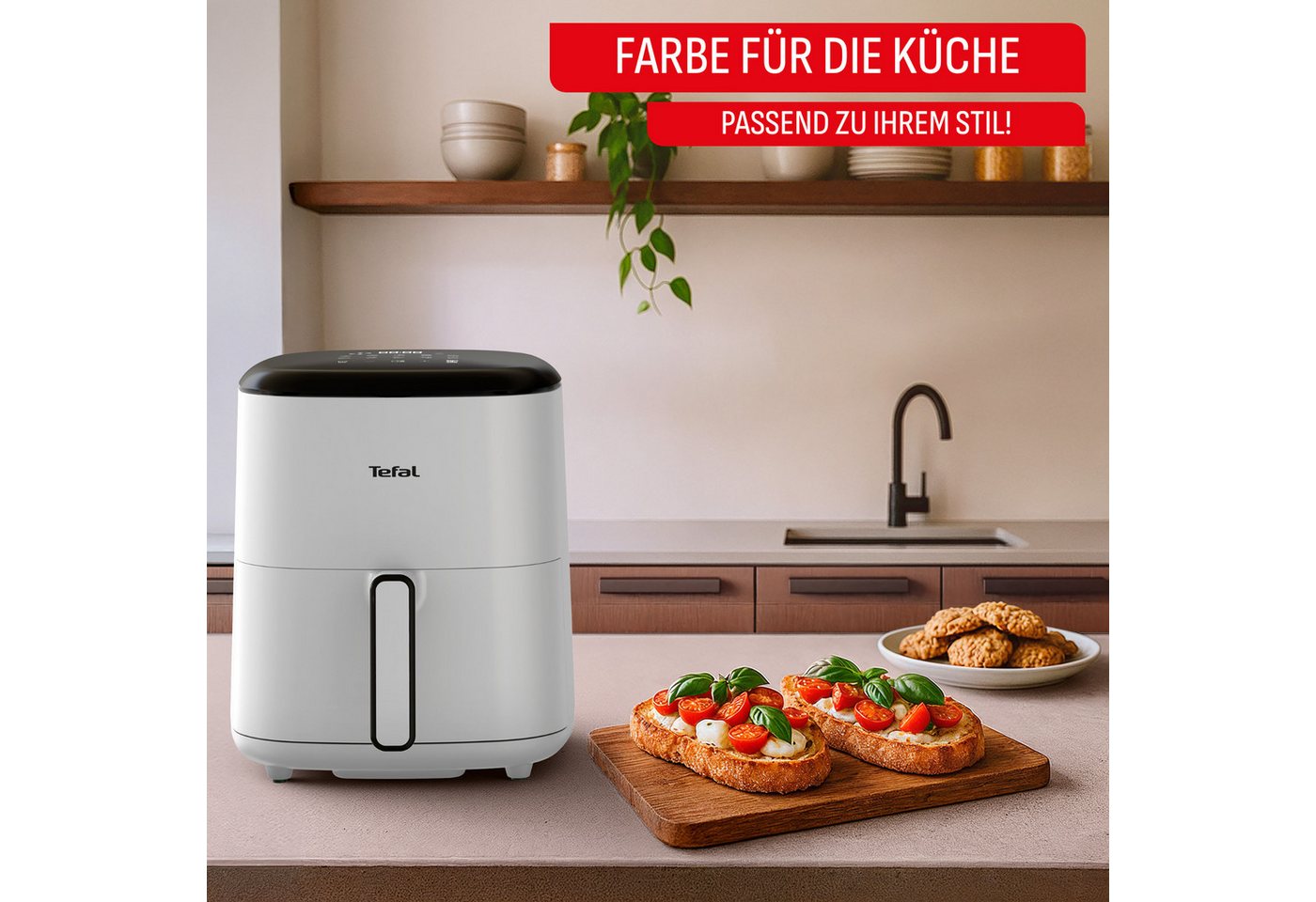 Tefal Heißluftfritteuse Easy Fry Pop, 5 L, 1 kg, 10 automatische Programme, inkl. 35 Backpapierblätter