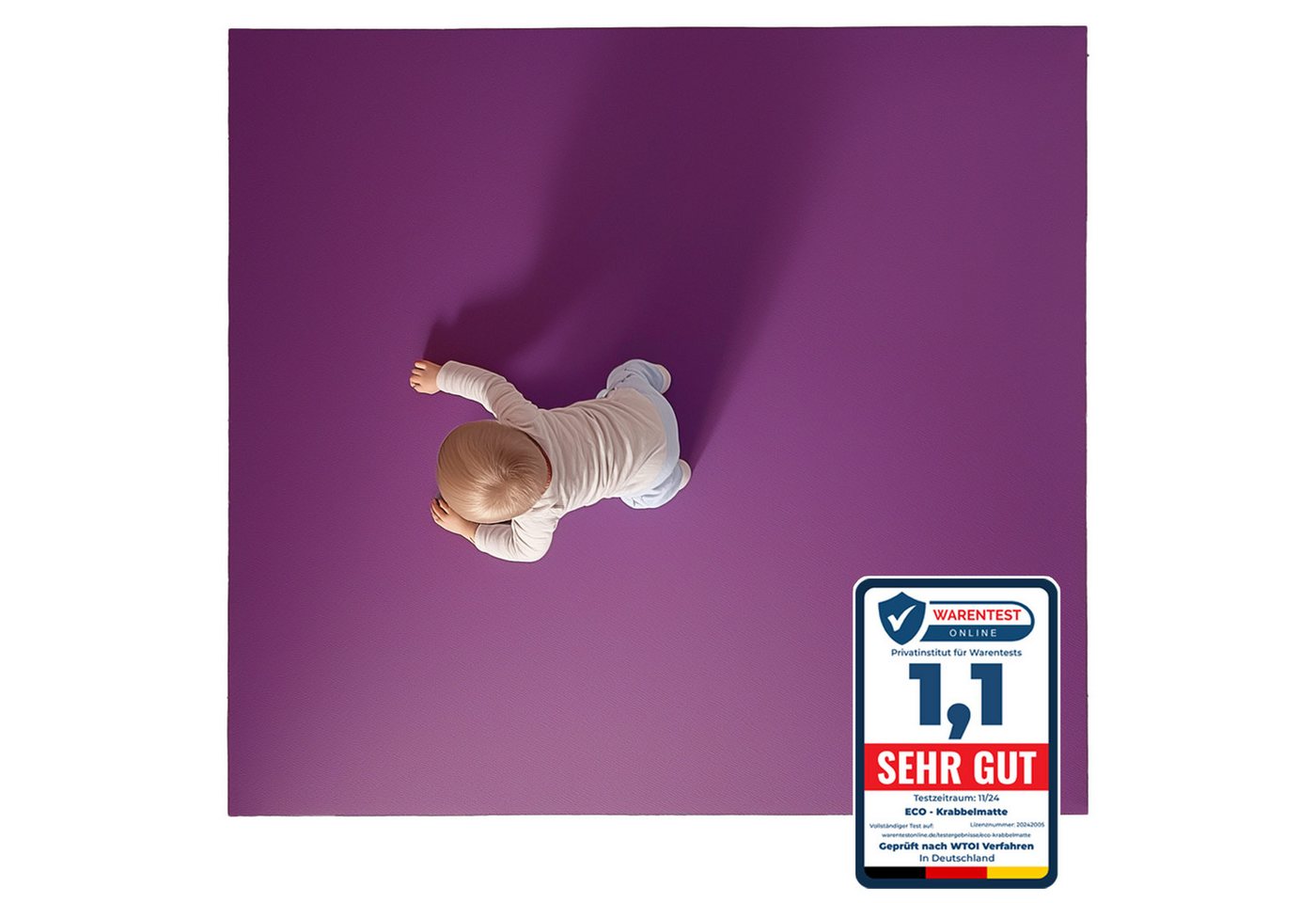 Eco Krabbelmatte Spielmatte (60x100cm, Pflaume), Öko-Tex 100 zertifiziert, komplett in Deutschland hergestellt Bild 5