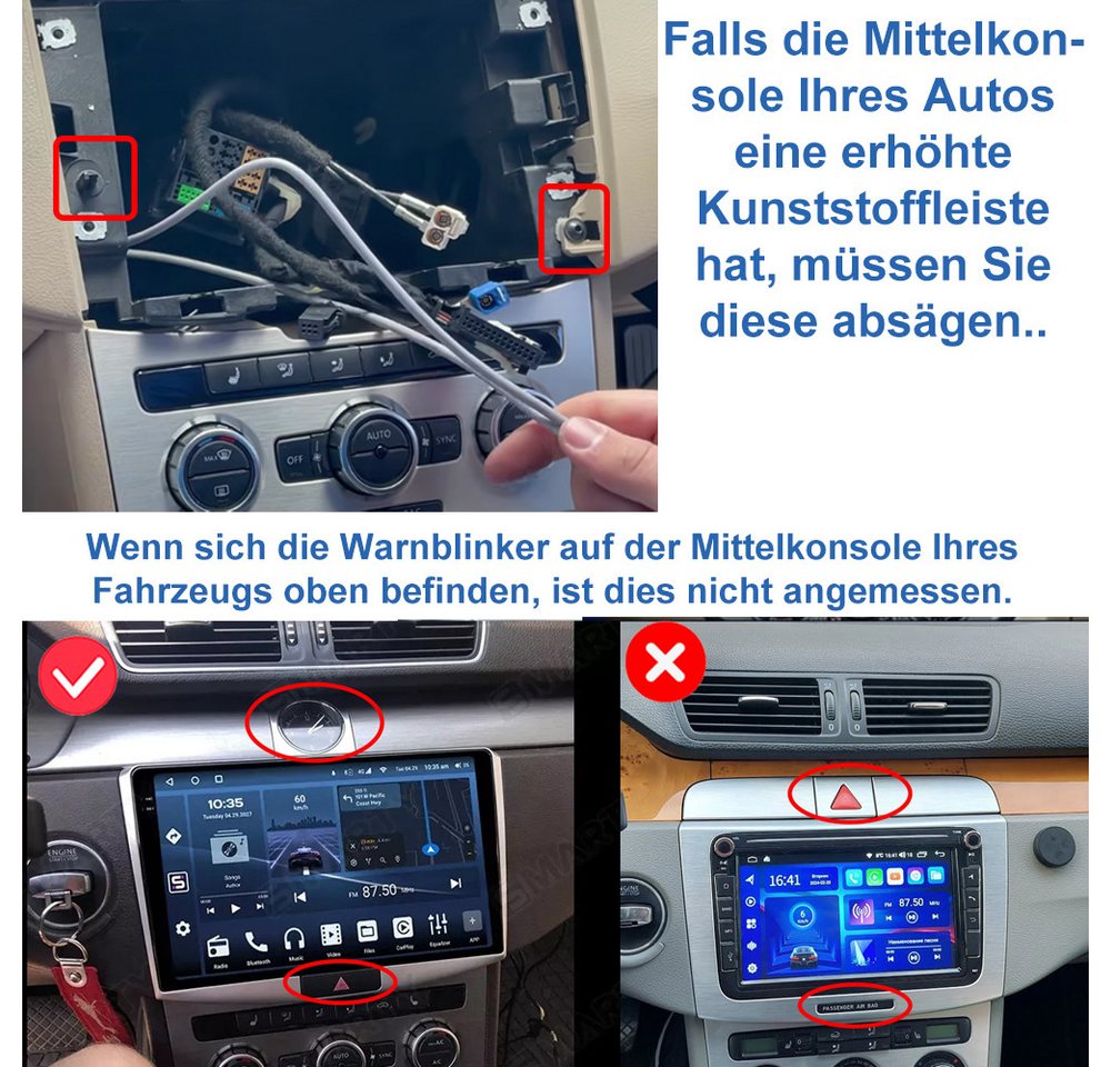ESSGOO Für VW Passat B7 CC 2010-2015 Carplay Autoradio Android 15 Autoradio (RDS, FM, GPS Navi WIFI Mirror Link SWC RDS)