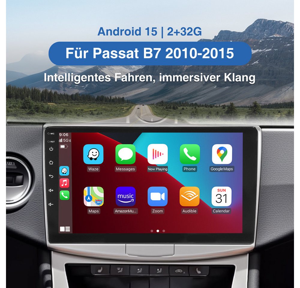 ESSGOO Für VW Passat B7 CC 2010-2015 Carplay Autoradio Android 15 Autoradio (RDS, FM, GPS Navi WIFI Mirror Link SWC RDS) Bild 2