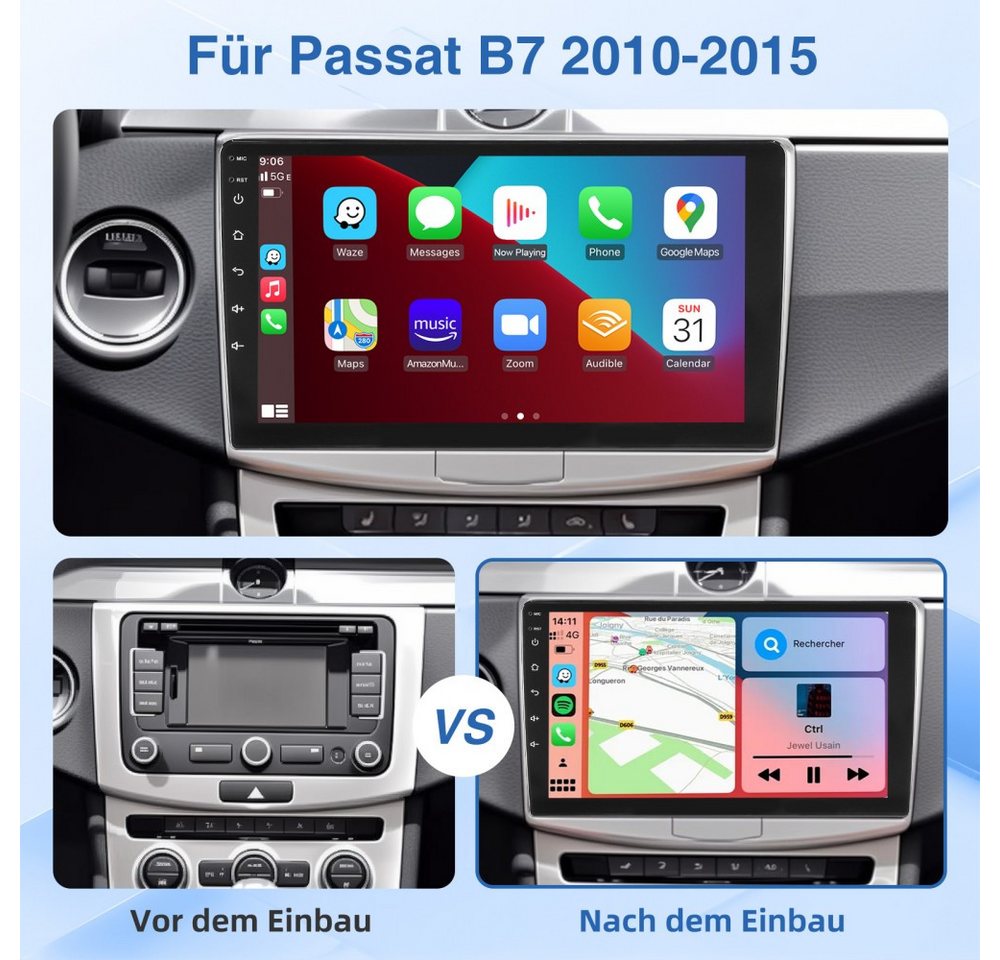 ESSGOO Für VW Passat B7 CC 2010-2015 Carplay Autoradio Android 15 Autoradio (RDS, FM, GPS Navi WIFI Mirror Link SWC RDS) Bild 5