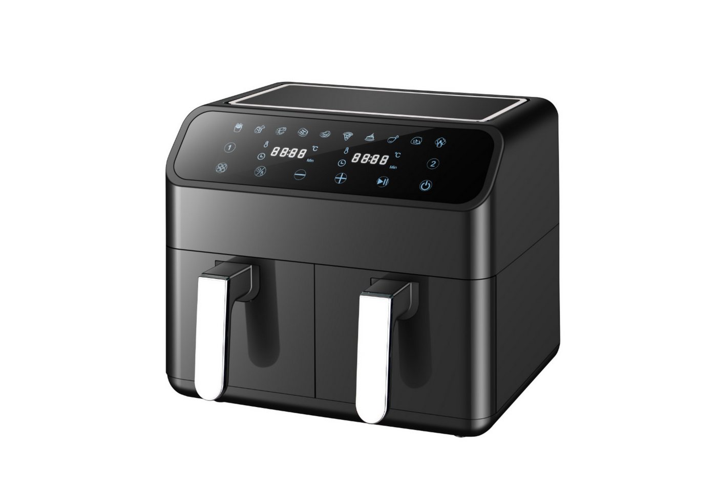 WHEELYOU Heißluftfritteuse 9L Heissluftfritteuse, XXL Airfryer mit Doppelkammer, duale Zonen, 2000,00 W, Zwei Gerichte gleichzeitig – mit Sichtfenstern und 10 Programmen Bild 2